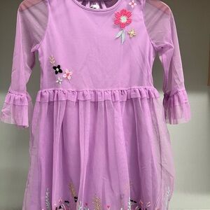 Epic Threads Purple Tulle Dress with Floral Embroidery – Girls Size Large